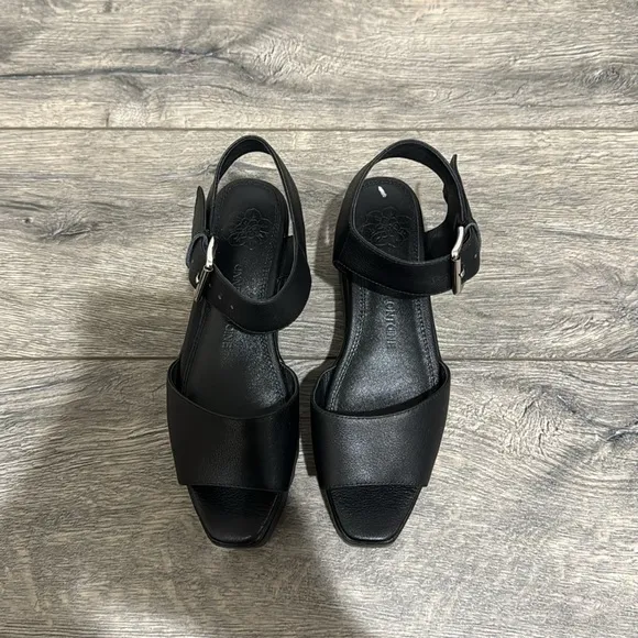 • Anne Fontaine • Women’s Vitto Sandal Black Leather Wedged Sandals Size 36