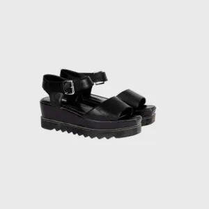 • Anne Fontaine • Women’s Vitto Sandal Black Leather Wedged Sandals Size 36