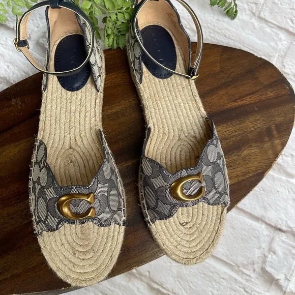 - Coach Dillon Jacquard Espadrilles signature CC logo canvas size  5.5 brand…