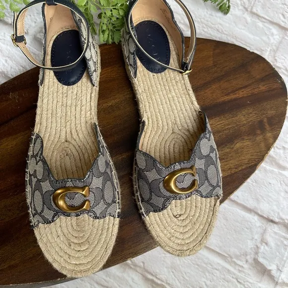 - Coach Dillon Jacquard Espadrilles signature CC logo canvas size  5.5 brand…