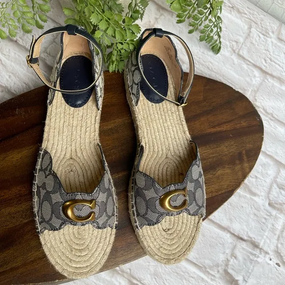 - Coach Dillon Jacquard Espadrilles signature CC logo canvas size  5.5 brand…