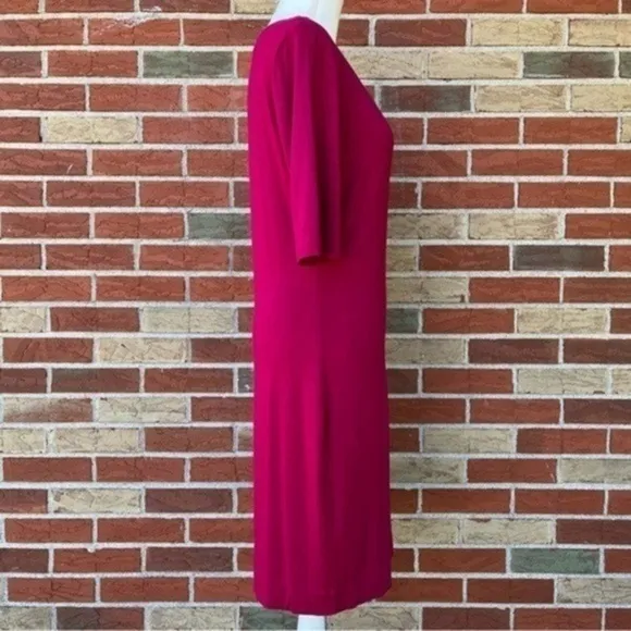🔥 Diane Von Furstenberg Silk Round Neck 1/2 Sleeve Fuchsia Dress