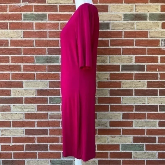 🔥 Diane Von Furstenberg Silk Round Neck 1/2 Sleeve Fuchsia Dress