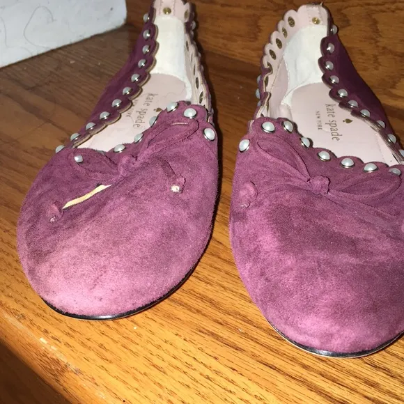 - KATE SPADE REAL SUEDE PEARL TRIMMED NWT FLATS