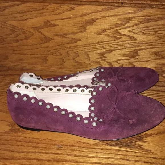 - KATE SPADE REAL SUEDE PEARL TRIMMED NWT FLATS