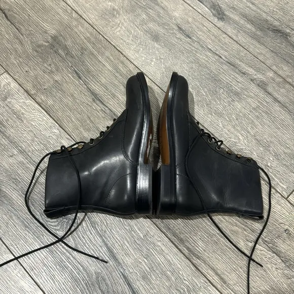 • Madewell • Women’s Kellie Combat Style Lace Up Boots Black Leather  7.5