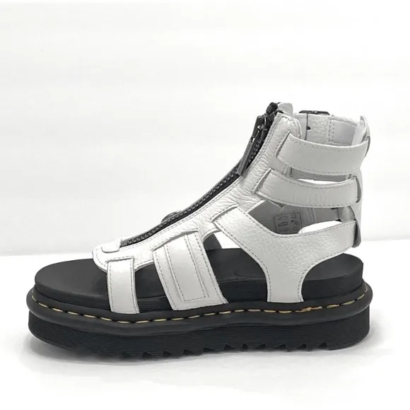 - NEW OLSON ZIPPED LEATHER STRAP SANDALS