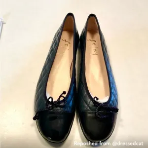 ❤️ NWOT French Sole blue and Black Quilted Flats