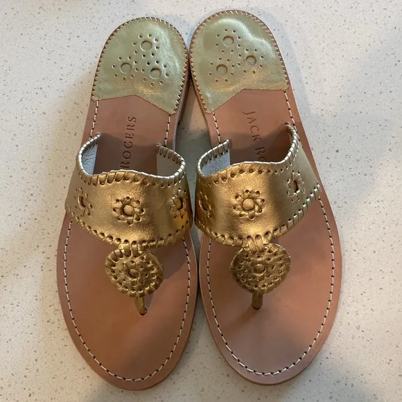 10.5 🔖 JACK ROGERS Women's Jacks Slip-On Flat Sandals Platinum