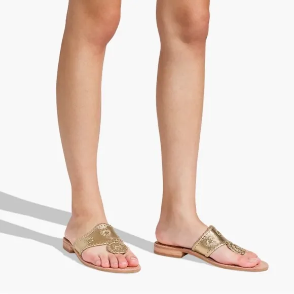 10.5 🔖 JACK ROGERS Women's Jacks Slip-On Flat Sandals Platinum