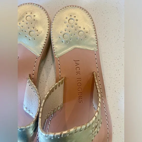 12 🔖 JACK ROGERS Women's Jacks Slip-On Flat Sandals Platinum