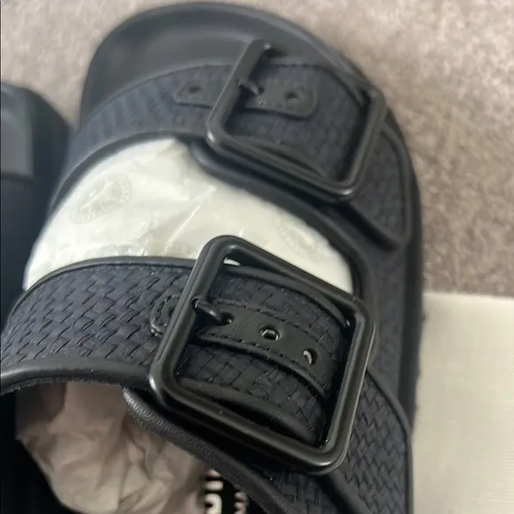 1774 BirkenstockArizona Raffia Dual-Buckle Slide Sandals