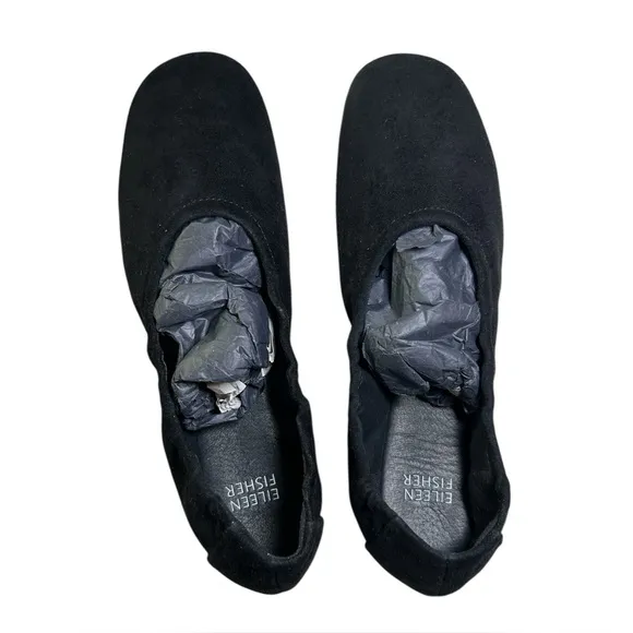 $195 Eileen Fisher Pond Flats 7 MOST BEAUTIFUL BALLET FLATS EVER Black Soft NIB