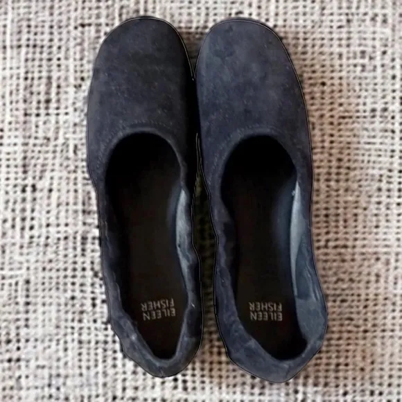 $195 Eileen Fisher Pond Flats 7 MOST BEAUTIFUL BALLET FLATS EVER Black Soft NIB