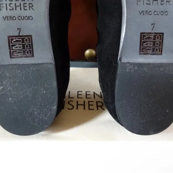 $195 Eileen Fisher Pond Flats 7 MOST BEAUTIFUL BALLET FLATS EVER Black Soft NIB