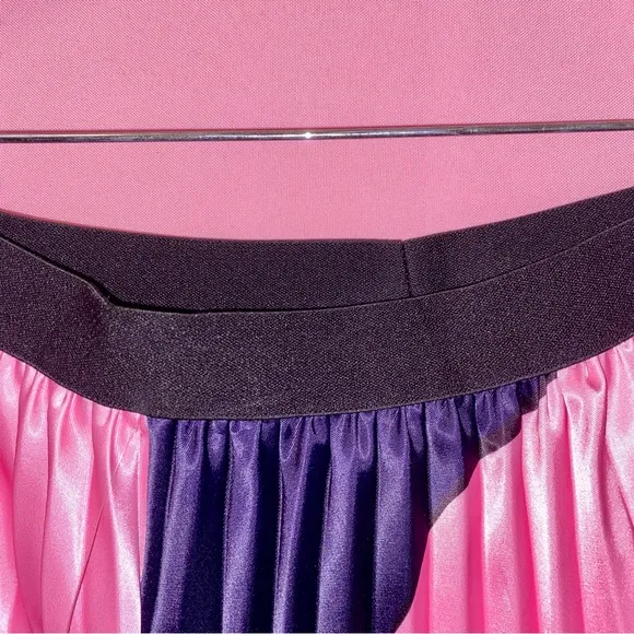 1950s Retro Housewife Skirt Pleated Midi Silk-Satin Pink Black Blue Medium/Large