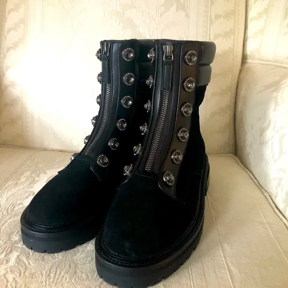 $230 Kurt Geiger jeweled combat boots size39/8.5