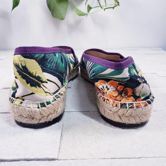 $345 NWT STUART WEITZMAN Espadrilles Canvas Flats Size 6 Tropical‎ Leaf Floral