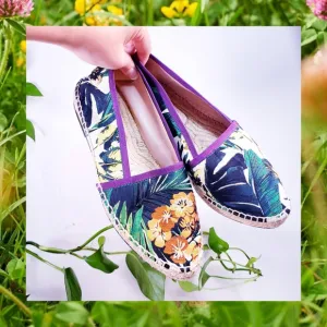 $345 NWT STUART WEITZMAN Espadrilles Canvas Flats Size 6 Tropical‎ Leaf Floral