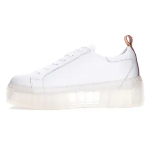 42 Gold Glee Napa Leather Platform Sneakers In White Size 8.5