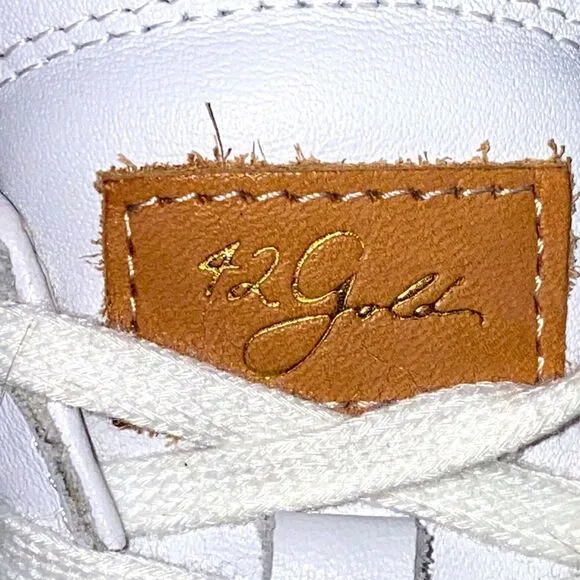 42 Gold Glee Napa Leather Platform Sneakers In White Size 8.5