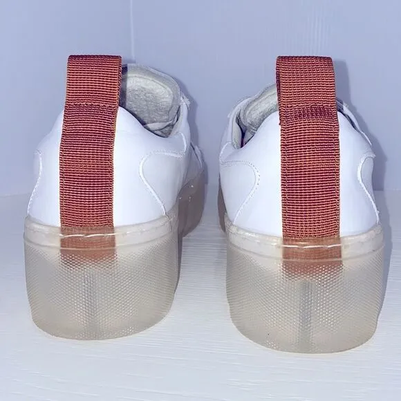 42 Gold Glee Napa Leather Platform Sneakers In White Size 8.5