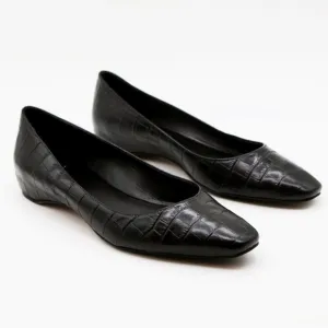 $425 NEW AQUATALIA Marcella Black leather croc ballet flats women size 6.5