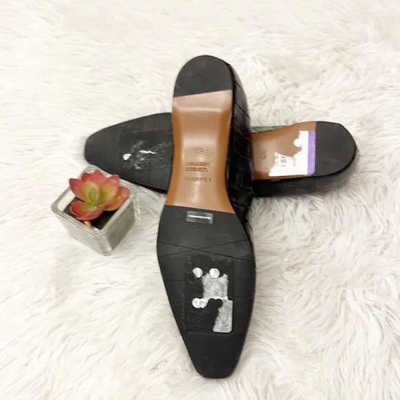 $425 NEW AQUATALIA Marcella Black leather croc ballet flats women size 6.5