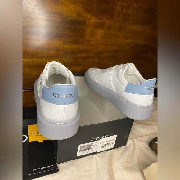 $499 RETAIL: NIB Valentino Incas Logo Leather Platform Slip On Sneakers size 9.5