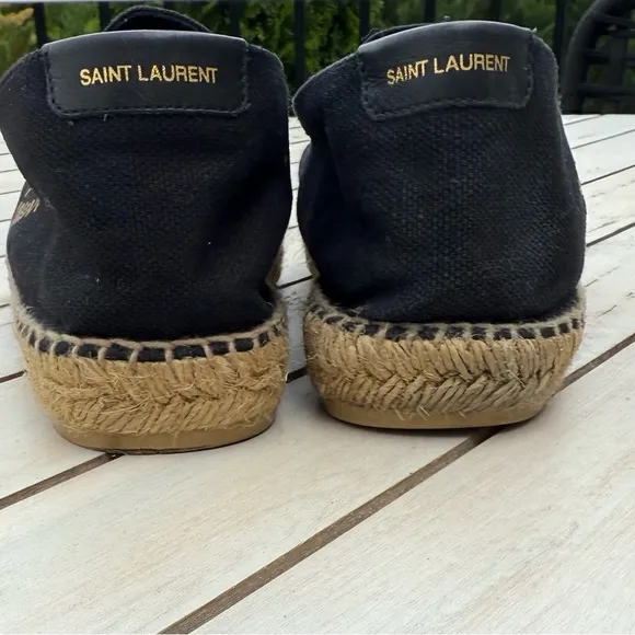 $695 Saint Laurent Men's Black Espadrilles