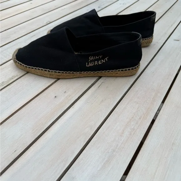 $695 Saint Laurent Men's Black Espadrilles