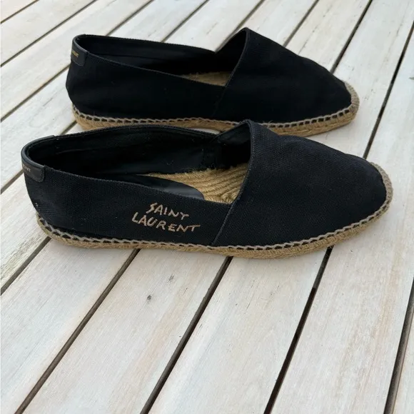 $695 Saint Laurent Men's Black Espadrilles