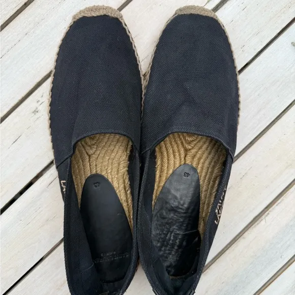 $695 Saint Laurent Men's Black Espadrilles
