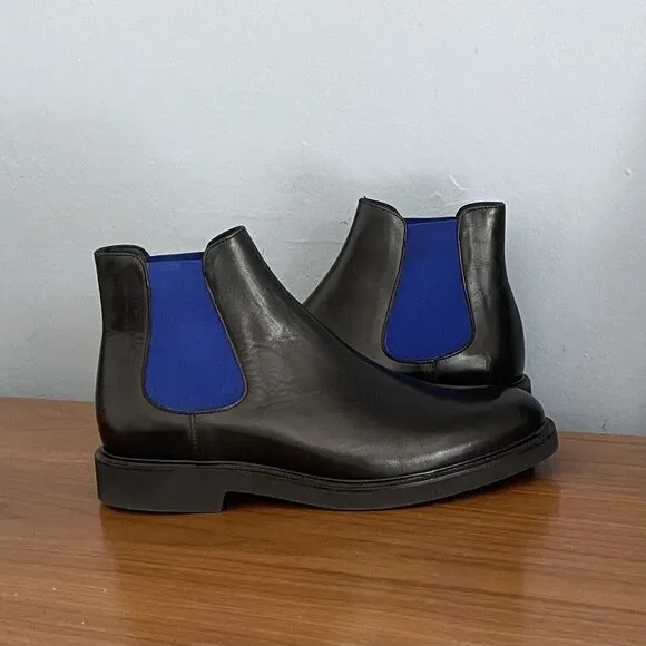 8 By Yoox Black Leather Chelsea Ankle Boots Size 41 NWOB