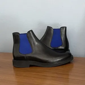 8 By Yoox Black Leather Chelsea Ankle Boots Size 41 NWOB
