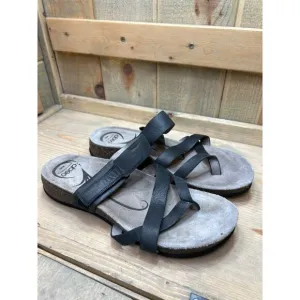 9N US9 ABEO Bryce Black Leather Sandals BioSystem Slip On Biomechanical