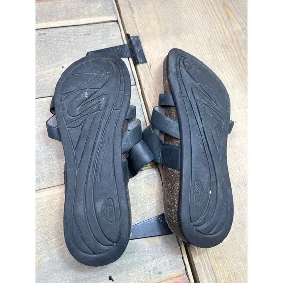 9N US9 ABEO Bryce Black Leather Sandals BioSystem Slip On Biomechanical