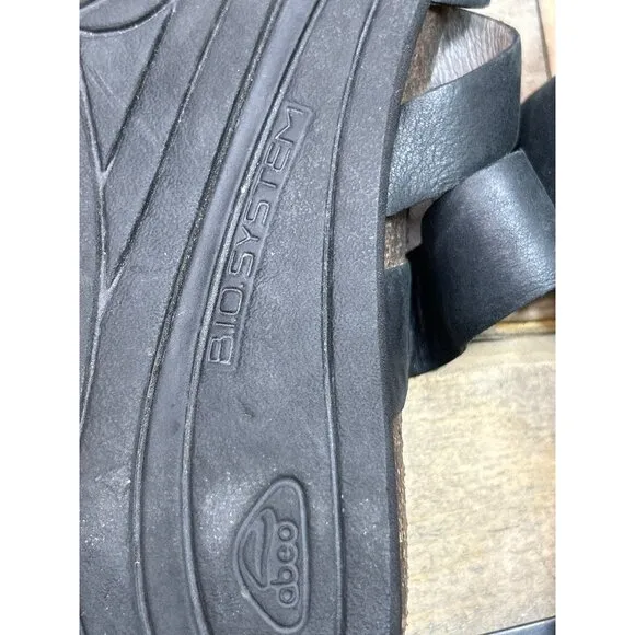 9N US9 ABEO Bryce Black Leather Sandals BioSystem Slip On Biomechanical