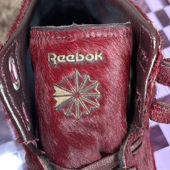 (A) RARE Reebok Amber Rose Muva Fuka Burgundy Gum Top Sneakers, Women's Size 9