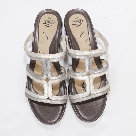 Abeo Glynis Metallic Slip On Wedge Sandals, Size 9