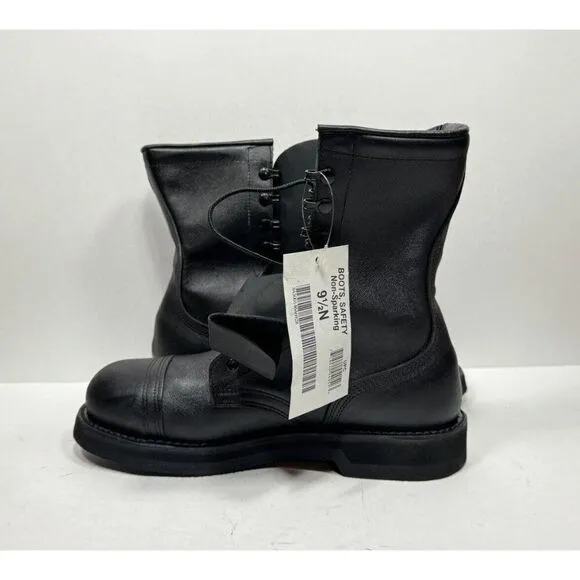 Addison Shoe Company Black Leather Steel Toe Combat Boots Men's Size 9.5 N