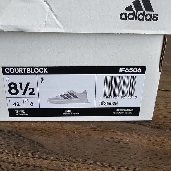 Adidas  Court block Athletic Low Top Sneakers White/Gray IF6506 Men's 8.5