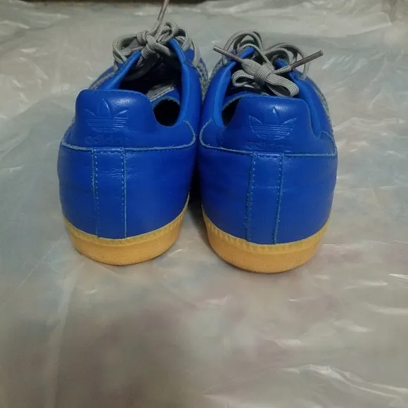Adidas drew blue gray leather low top rare sneakers