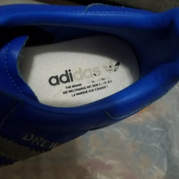 Adidas drew blue gray leather low top rare sneakers