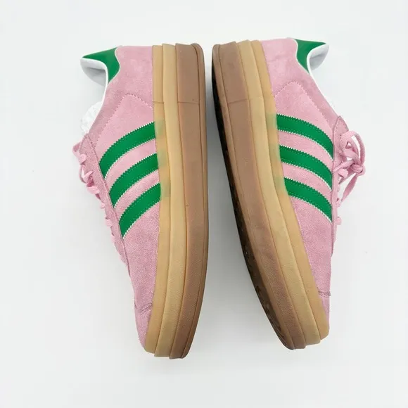Adidas Gazelle Bold Platform Suede Pink Green Sneakers Shoes 10.5