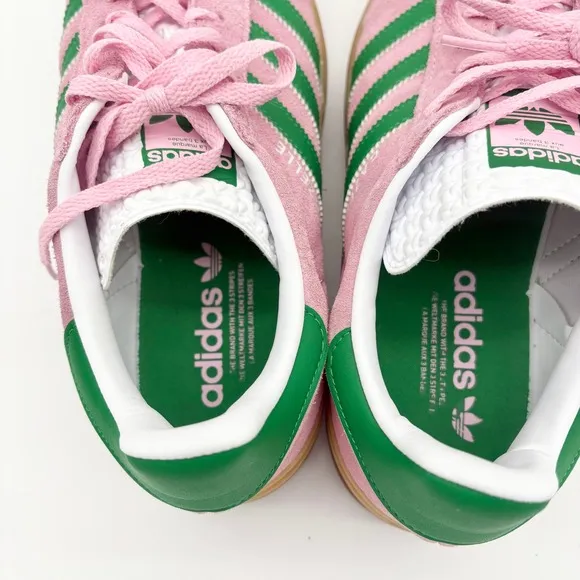 Adidas Gazelle Bold Platform Suede Pink Green Sneakers Shoes 10.5