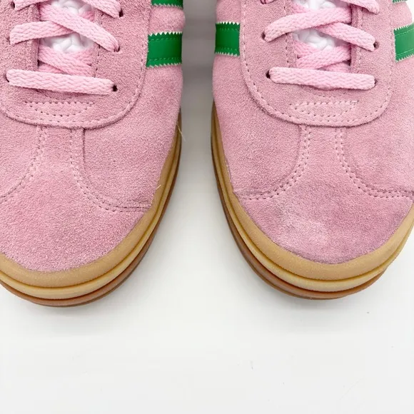 Adidas Gazelle Bold Platform Suede Pink Green Sneakers Shoes 10.5