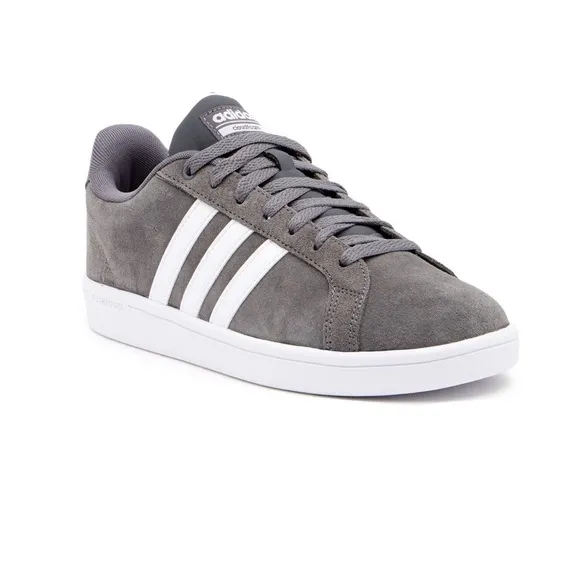 Adidas Gray and White Low-Top Sneakers with Signature Stripes Sz 10