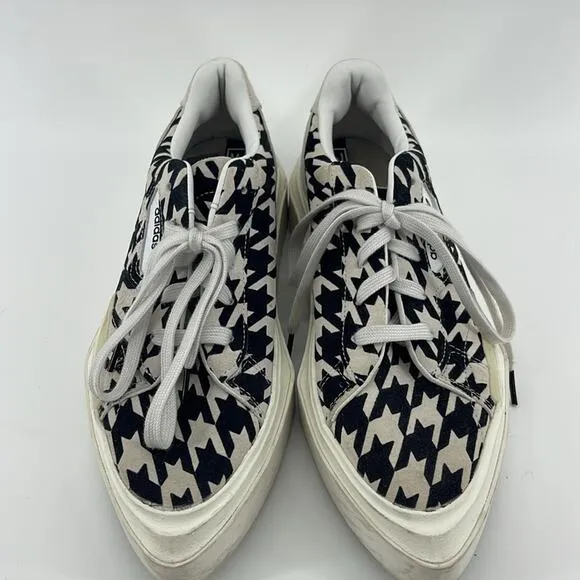 Adidas HyperSleek houndstooth platform pointed toe suede sneakers sz 7.5