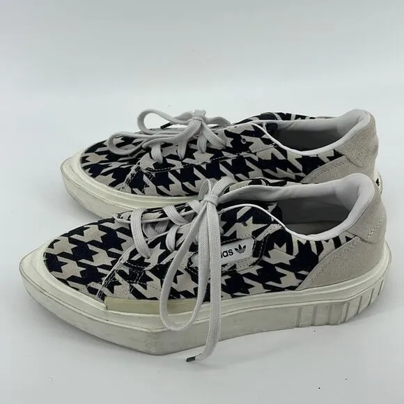 Adidas HyperSleek houndstooth platform pointed toe suede sneakers sz 7.5